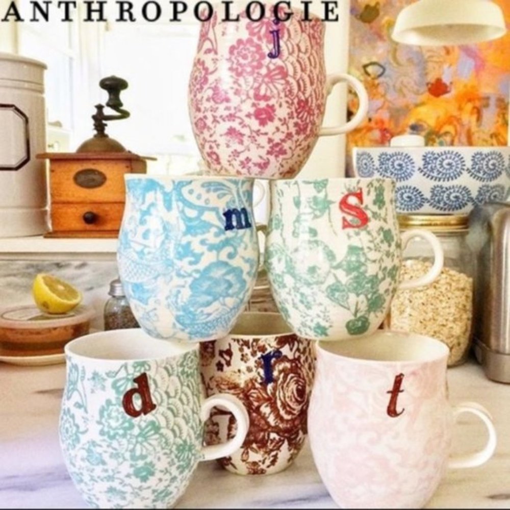 Anthropologie initial mugs N